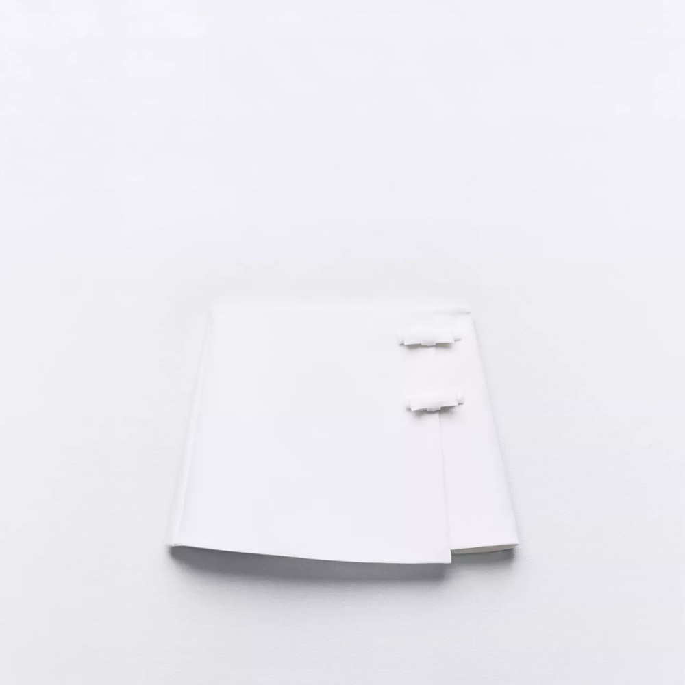 Zara White Bow Skirt with shorts